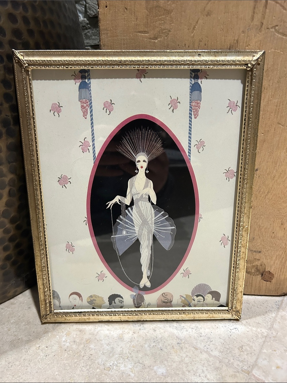 ERTE Vintage Book Print- “The Portrait” Framed Art